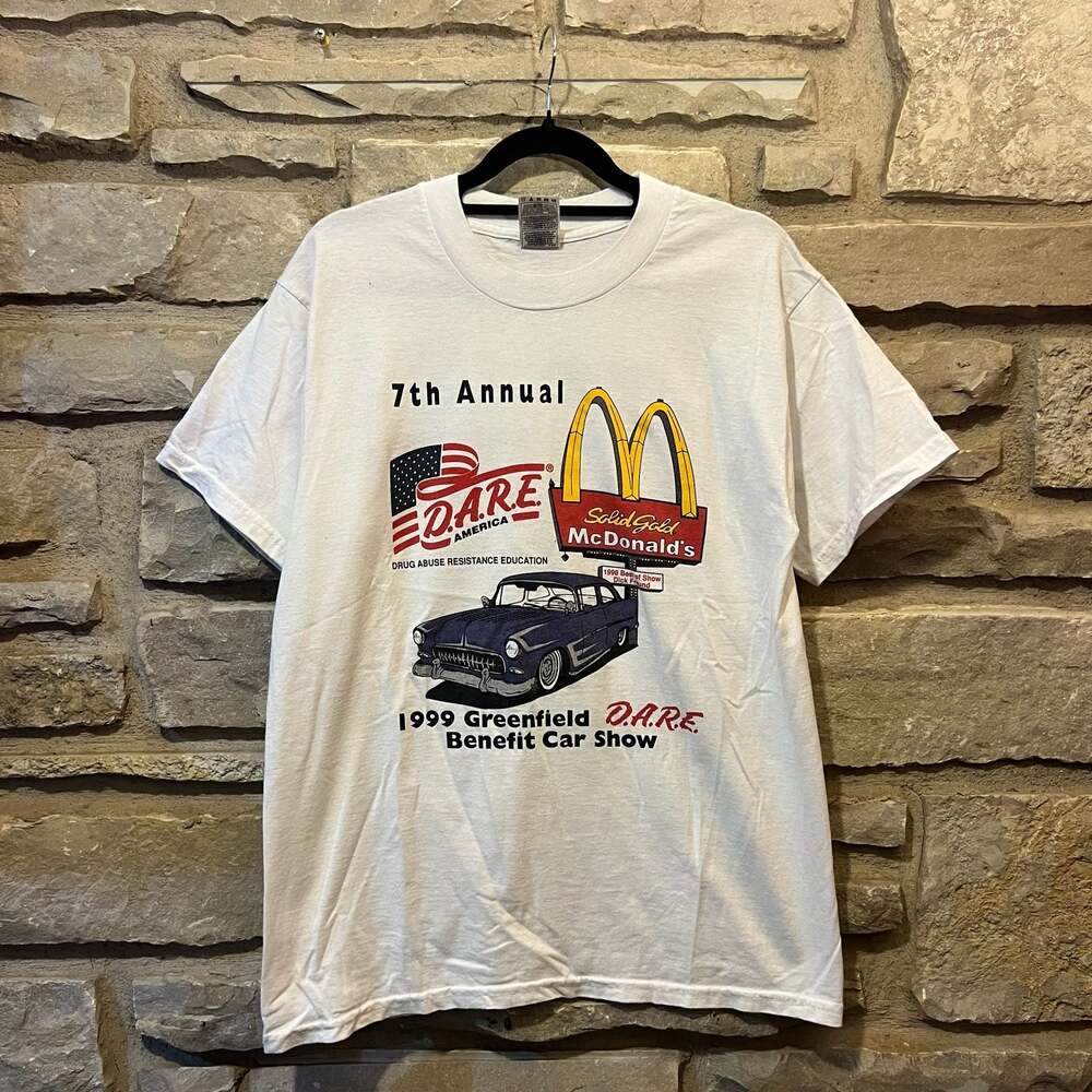 Vintage 1999 Greenfield D.A.R.E. Benefit Car Show McDonald's T-Shirt